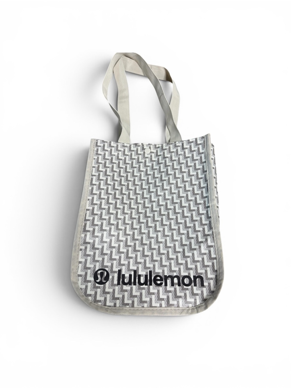 Lululemon Reusable Tote Bag Gray White Geometric Shopper Gym Bag